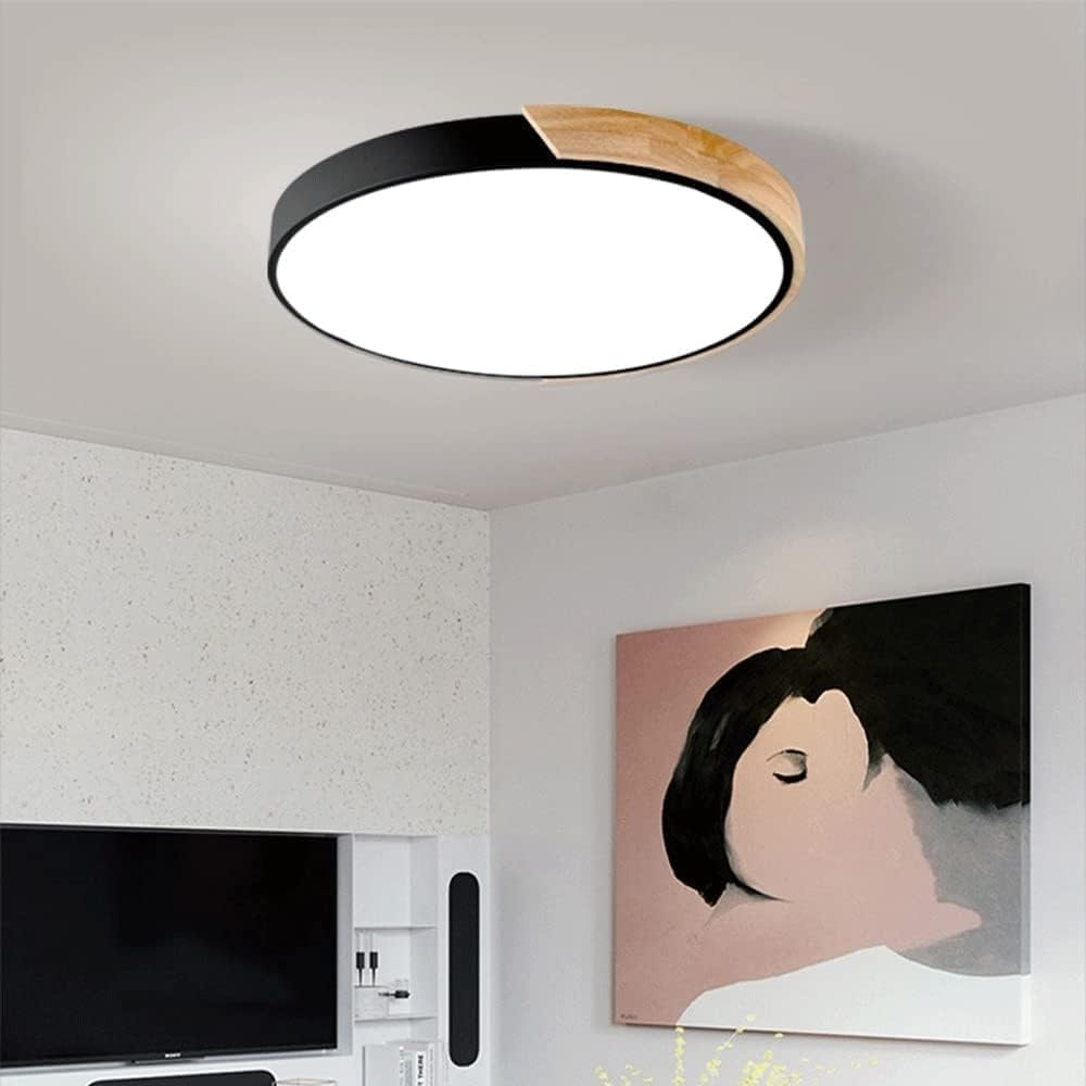 LuminaraWood | Modern Elegant Round LED Ceiling Light Fixture with Accent 13