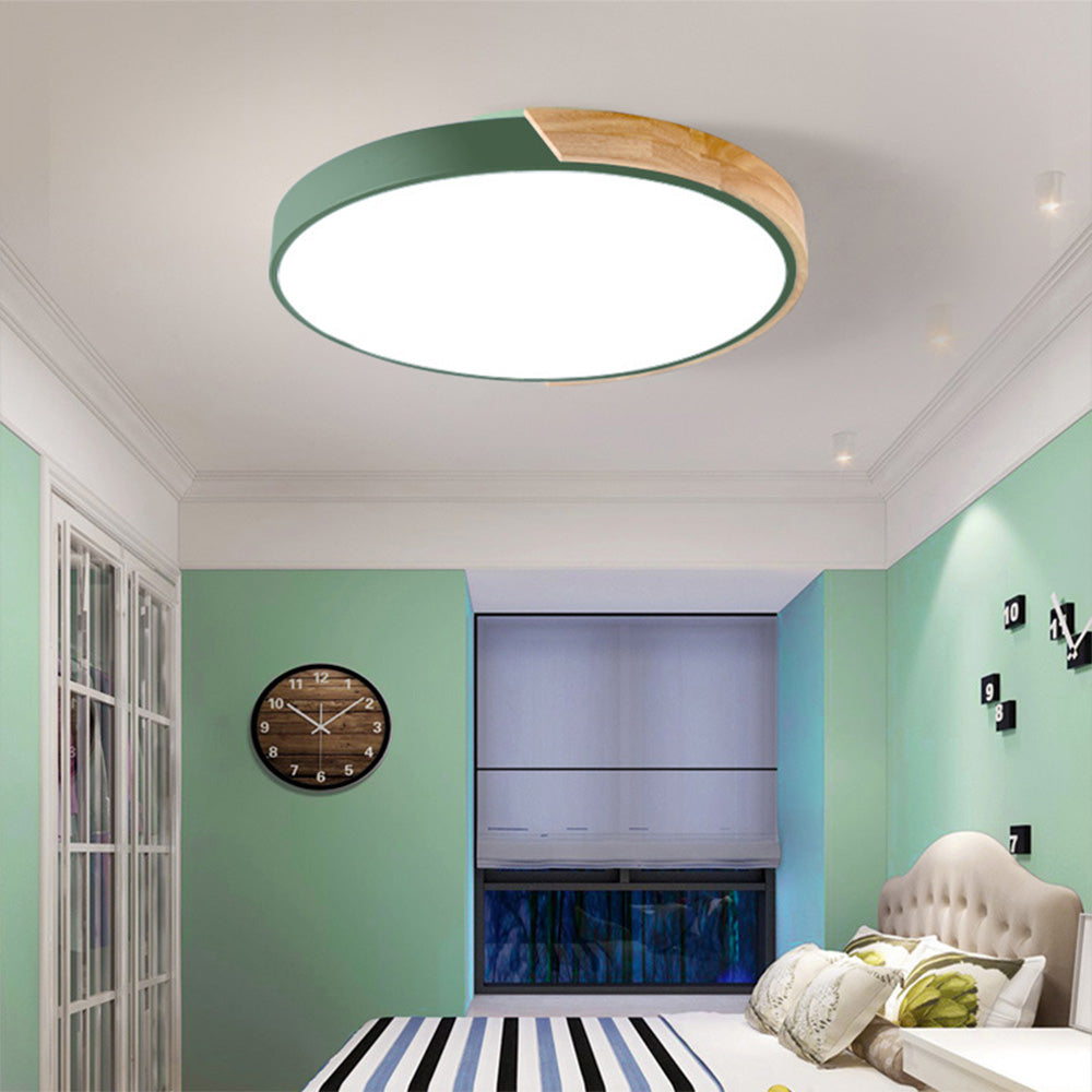 LuminaraWood | Modern Elegant Round LED Ceiling Light Fixture with Accent 15