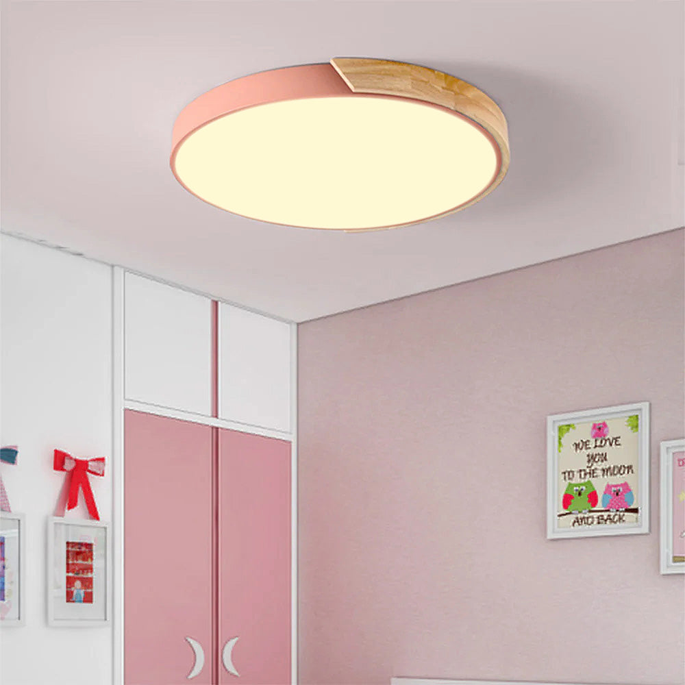 LuminaraWood | Modern Elegant Round LED Ceiling Light Fixture with Accent 16