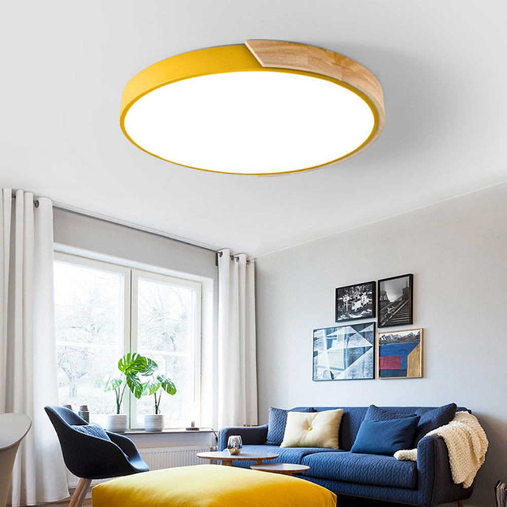 LuminaraWood | Modern Elegant Round LED Ceiling Light Fixture with Accent 17