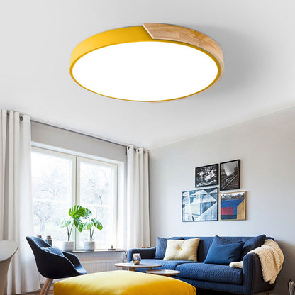 LuminaraWood | Modern Elegant Round LED Ceiling Light Fixture with Accent 17