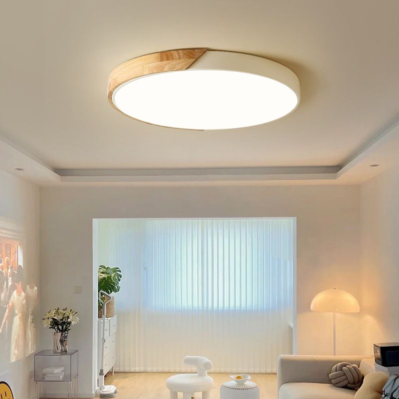 LuminaraWood | Modern Elegant Round LED Ceiling Light Fixture with Accent 3