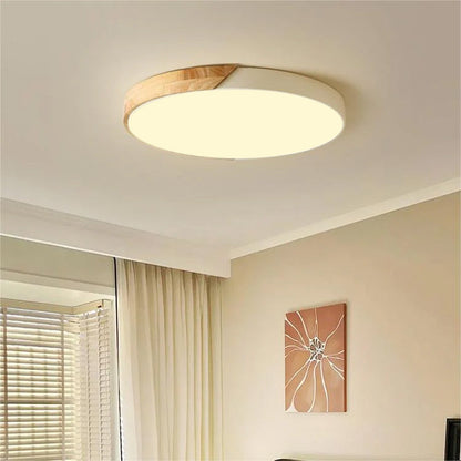 LuminaraWood | Modern Elegant Round LED Ceiling Light Fixture with Accent 4