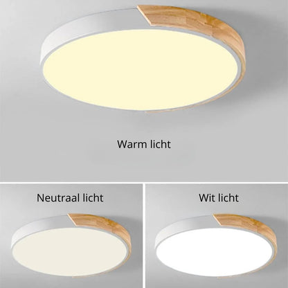LuminaraWood | Modern Elegant Round LED Ceiling Light Fixture with Accent 6
