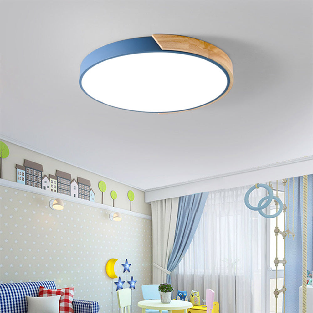 LuminaraWood | Modern Elegant Round LED Ceiling Light Fixture with Accent 7