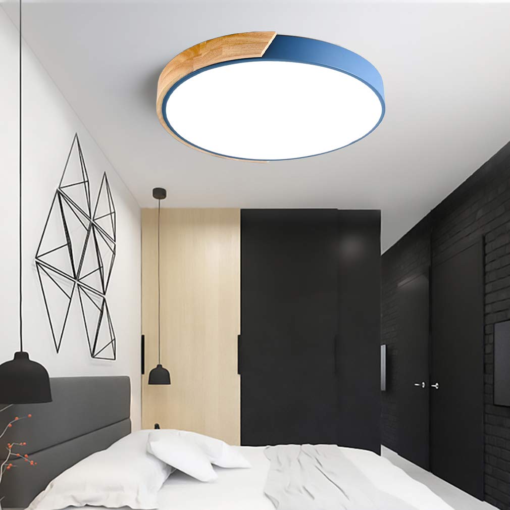 LuminaraWood | Modern Elegant Round LED Ceiling Light Fixture with Accent 8