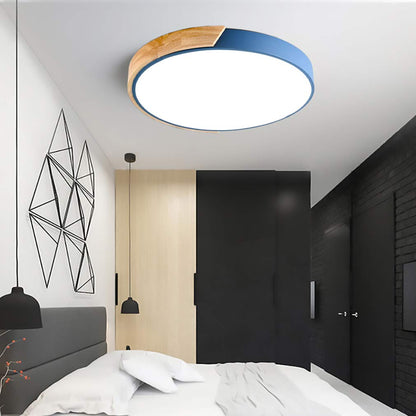 LuminaraWood | Modern Elegant Round LED Ceiling Light Fixture with Accent 8