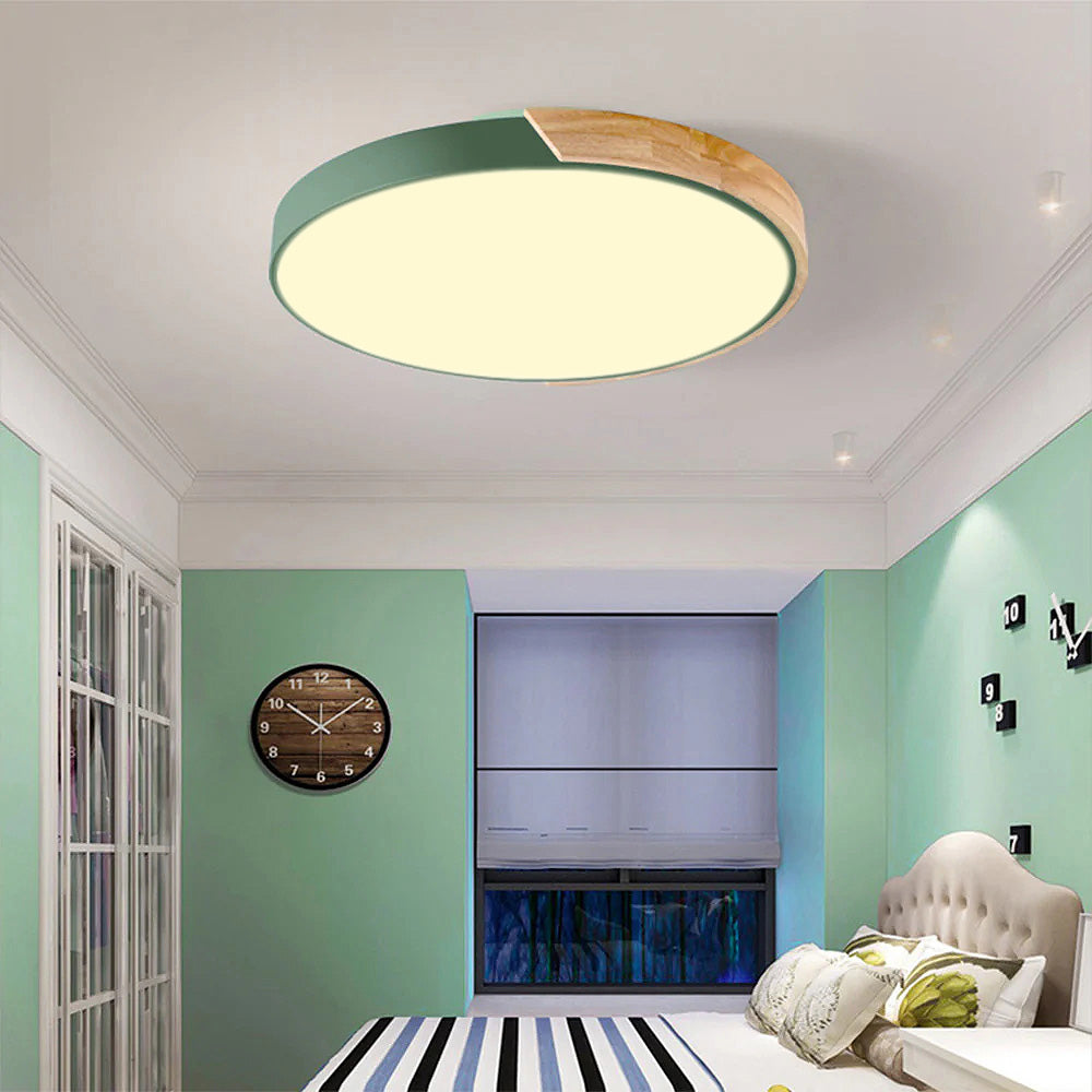 LuminaraWood | Modern Elegant Round LED Ceiling Light Fixture with Accent 9