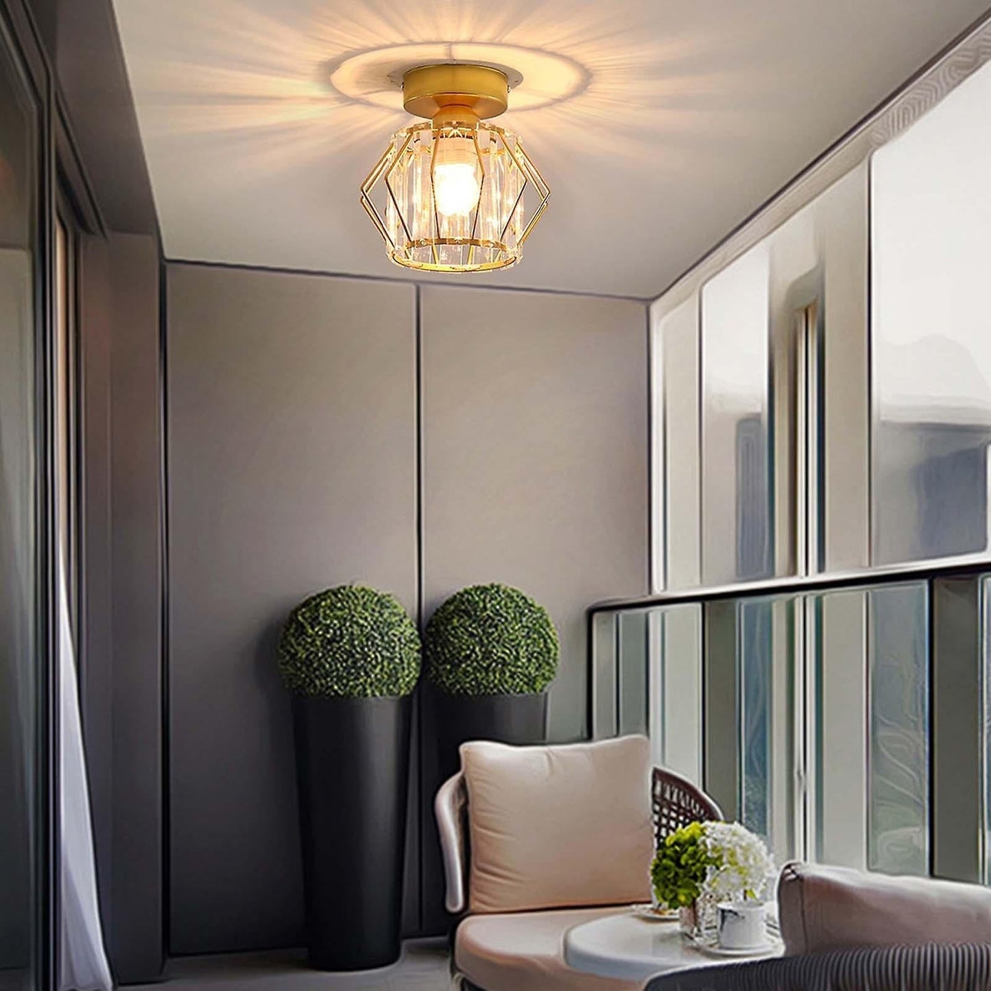 Luminara | Chic Modern Iron Crystal Flush Mount Ceiling Light Fixture 9