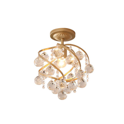 Luxury Gold Crystal Flush Mount Ceiling Light - Lusomart