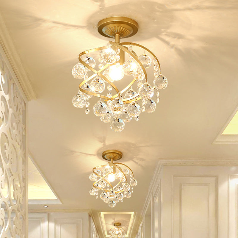 Luminara | Elegant Brass Crystal Semi-Recessed Ceiling Light Fixture 1
