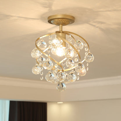 Luminara | Elegant Brass Crystal Semi-Recessed Ceiling Light Fixture 2