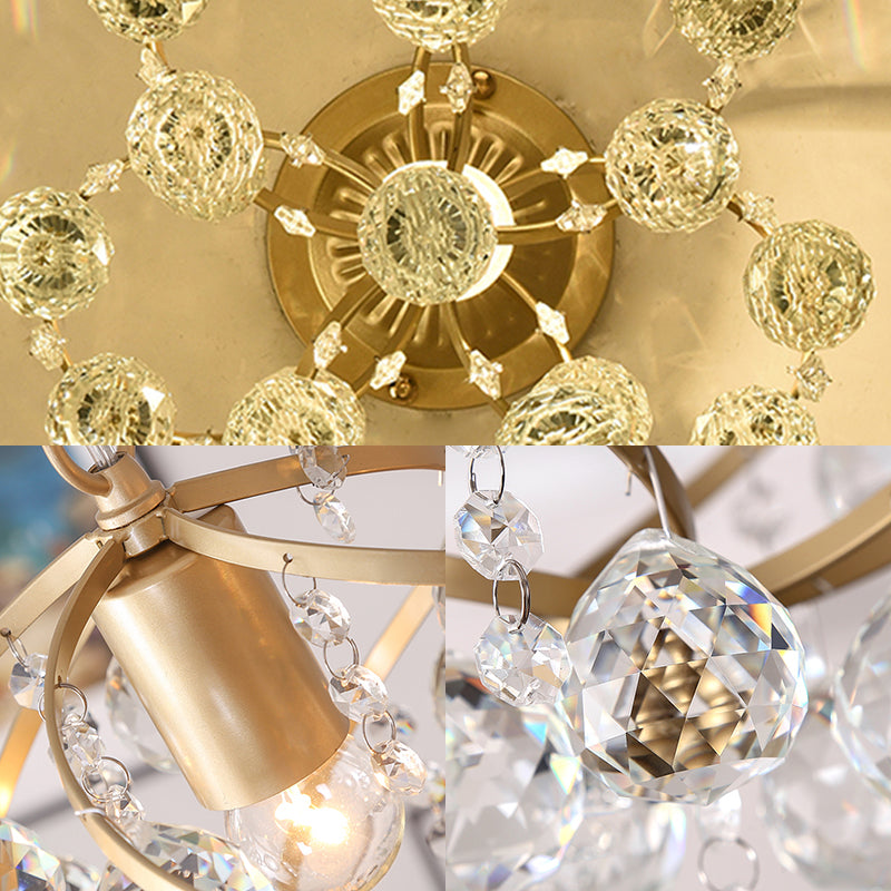 Luminara | Elegant Brass Crystal Semi-Recessed Ceiling Light Fixture 3