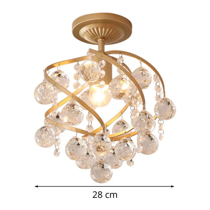 Luminara | Elegant Brass Crystal Semi-Recessed Ceiling Light Fixture 4