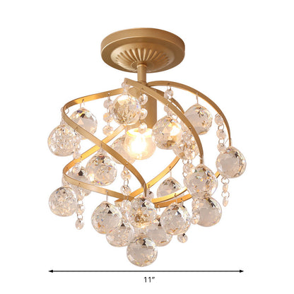 Luminara | Elegant Brass Crystal Semi-Recessed Ceiling Light Fixture 5