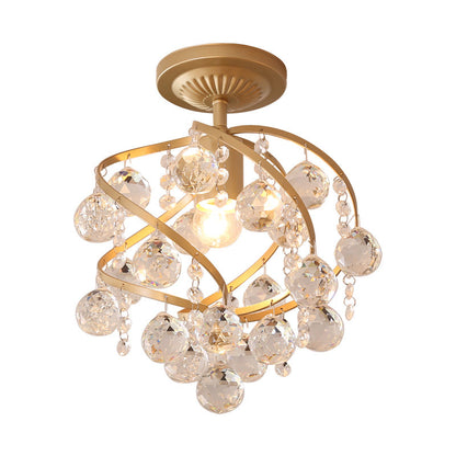 Luminara | Elegant Brass Crystal Semi-Recessed Ceiling Light Fixture 6