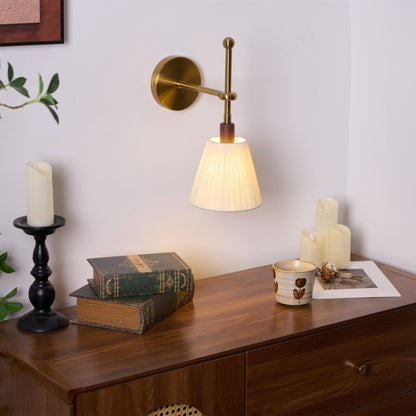Luminara | Elegant Modern Brass Wall Sconce with Pleated Fabric Shade 5