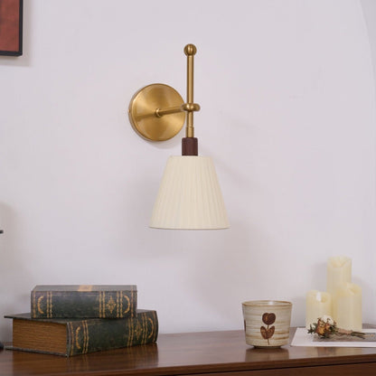 Luminara | Elegant Modern Brass Wall Sconce with Pleated Fabric Shade 6