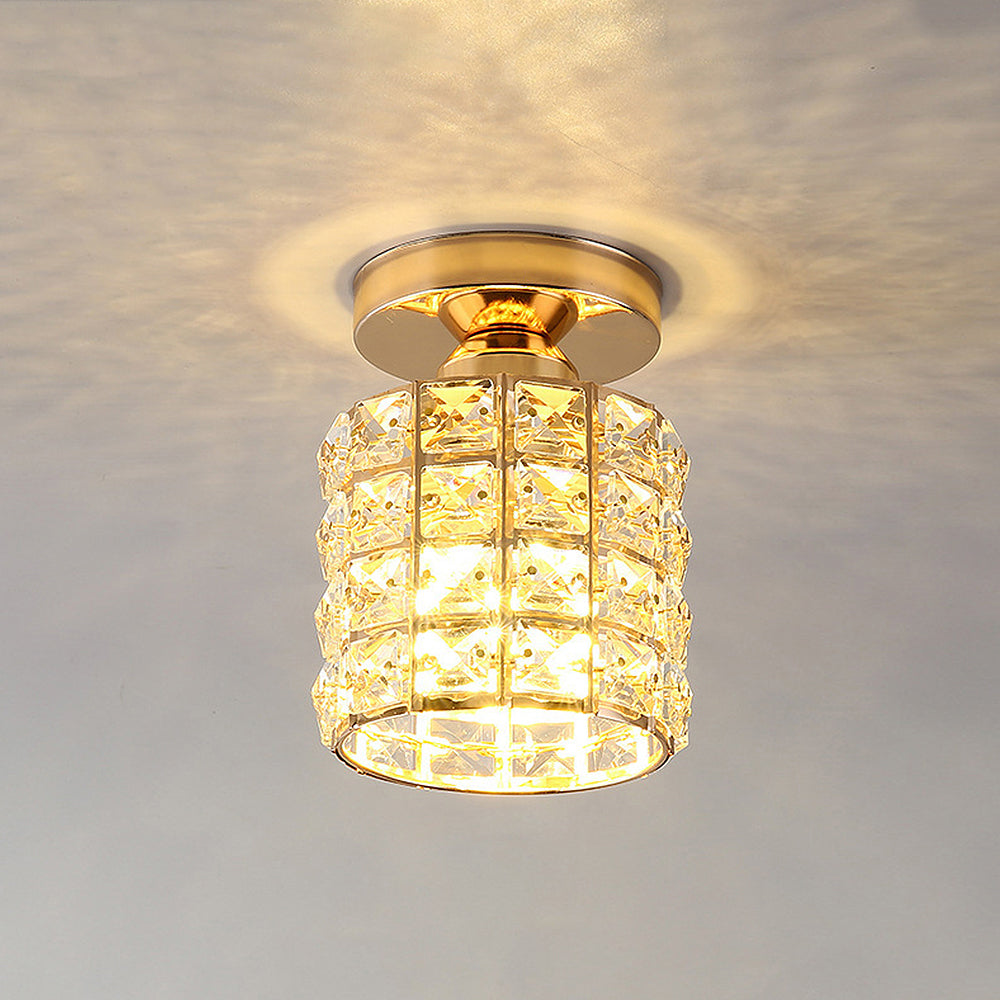 Stunning Glass Ceiling Lamp with Crystal Accents - Lusomart