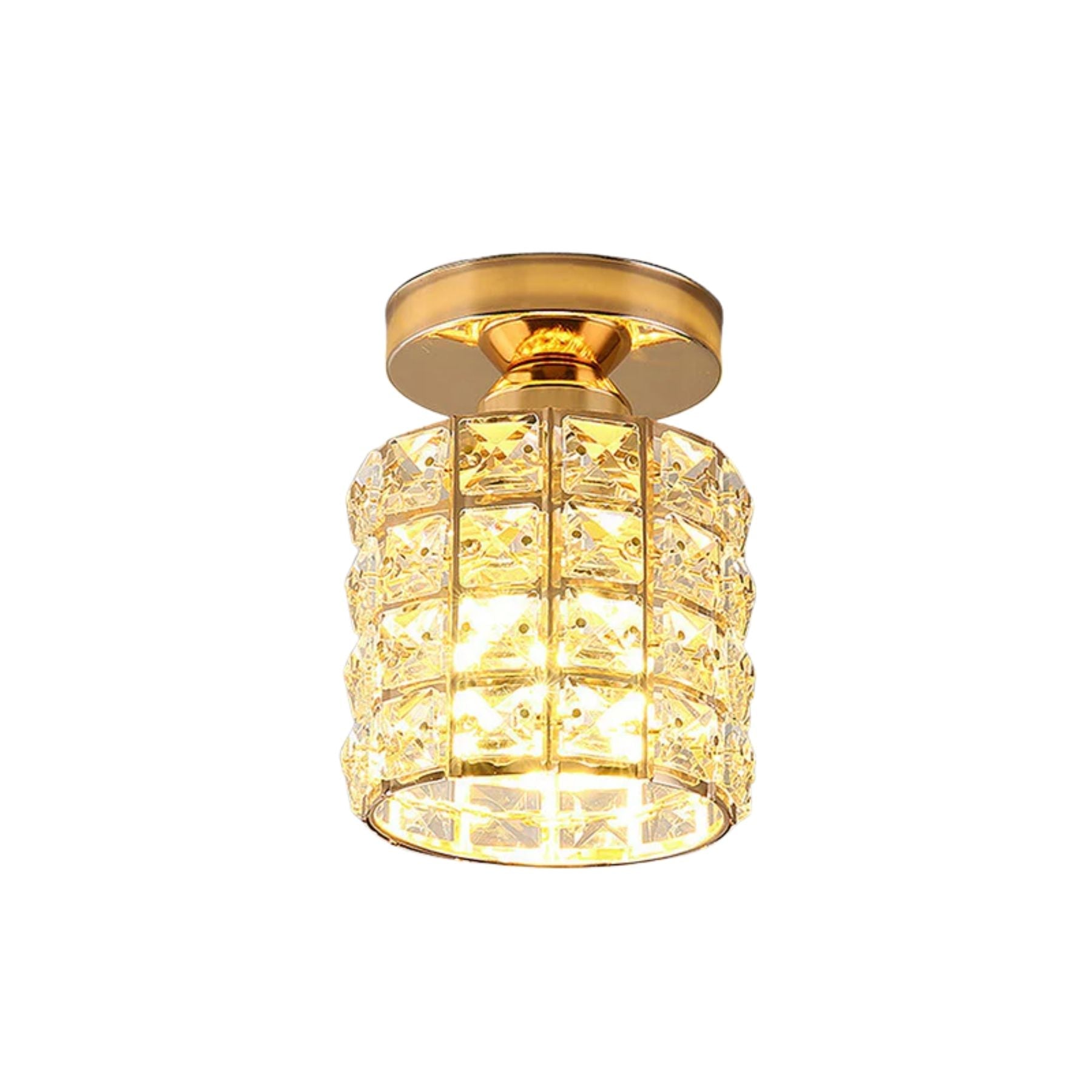 Luminara | Elegant Modern Iron Glass Ceiling Lamp with Crystal Design 1