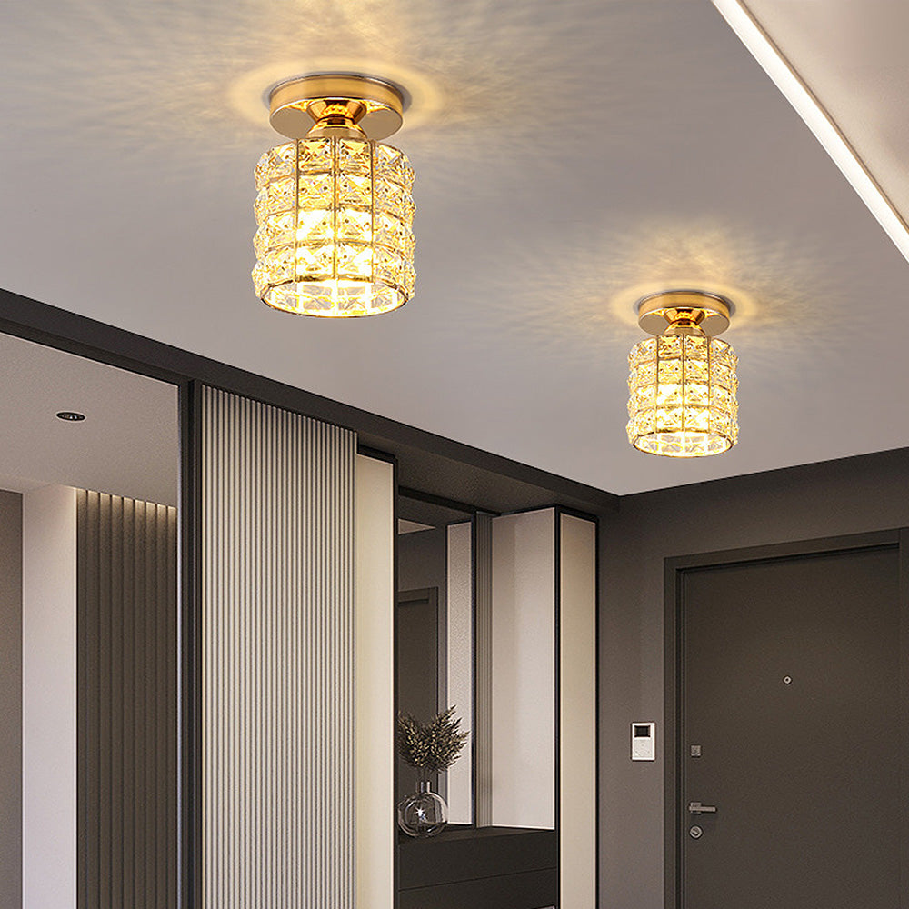 Luminara | Elegant Modern Iron Glass Ceiling Lamp with Crystal Design 2