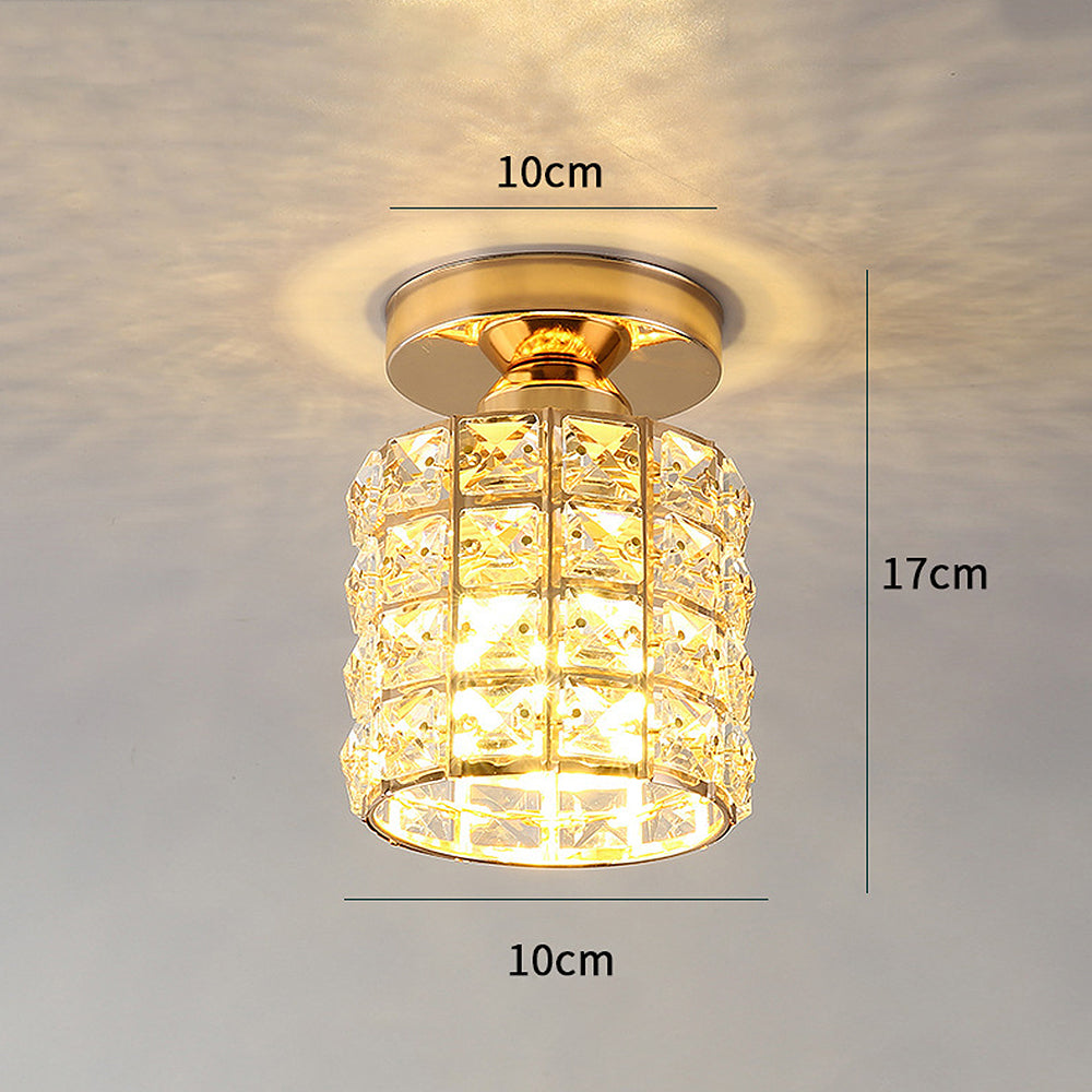 Luminara | Elegant Modern Iron Glass Ceiling Lamp with Crystal Design 6