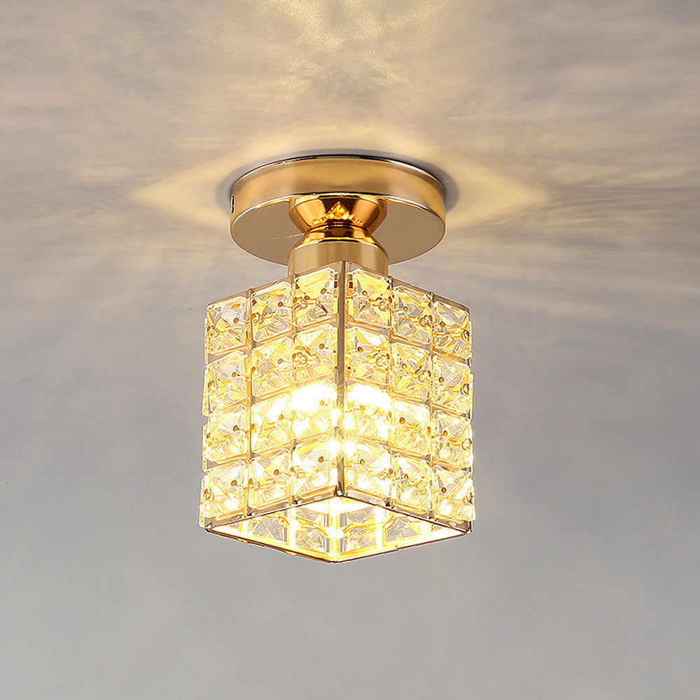 Luminara | Elegant Modern Iron Glass Ceiling Lamp with Crystal Design 7