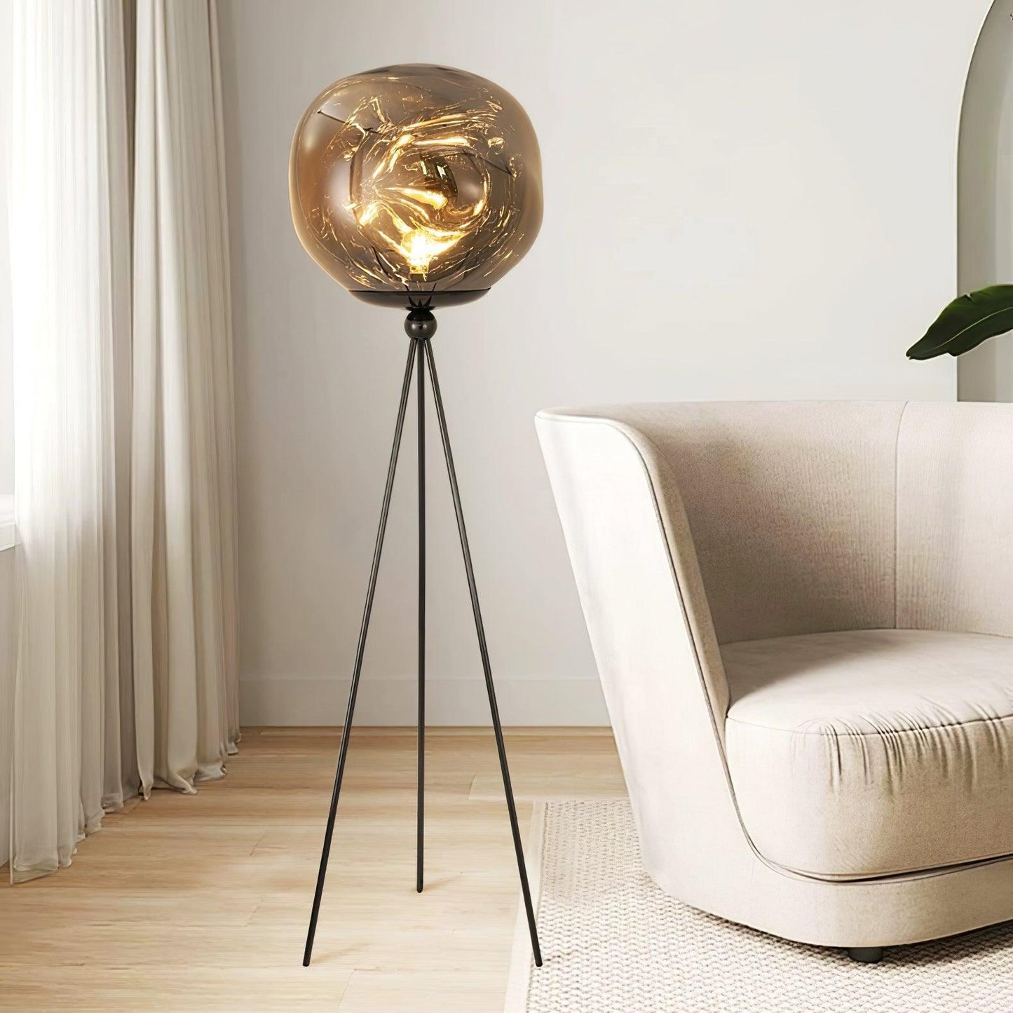 Luminara | Elegant Modern Orb Tripod Floor Lamp with Spherical Shade 5