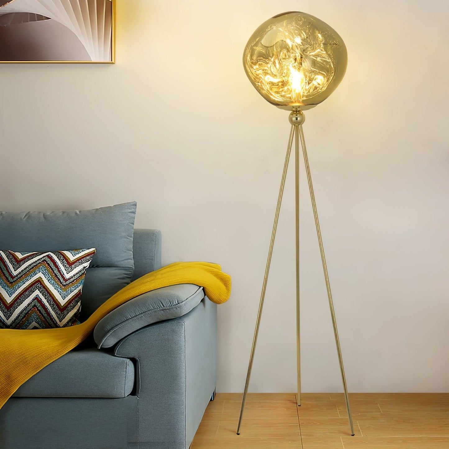 Luminara | Elegant Modern Orb Tripod Floor Lamp with Spherical Shade 6
