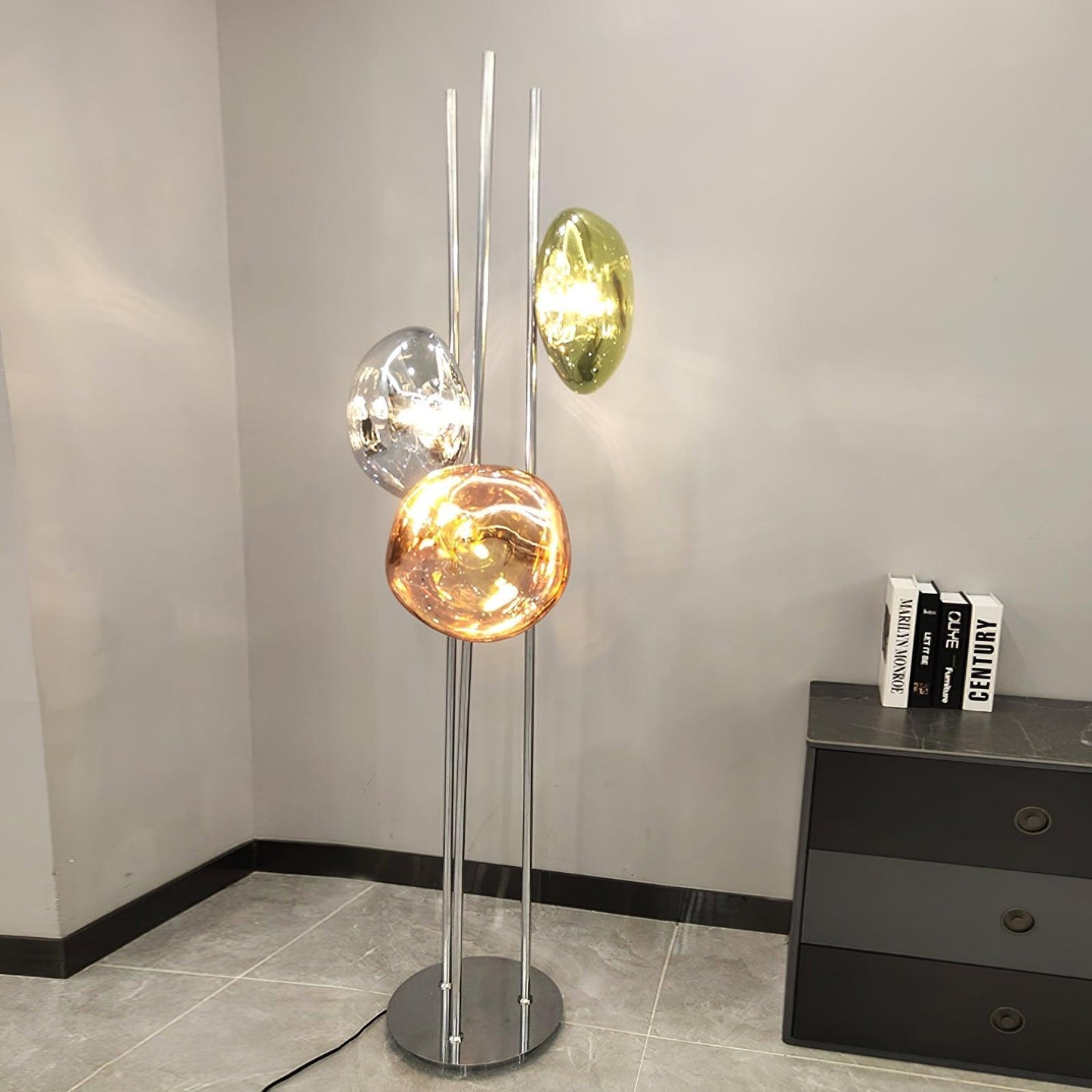 Luminara | Elegant Modern Triple Glass Orb Floor Lamp 3