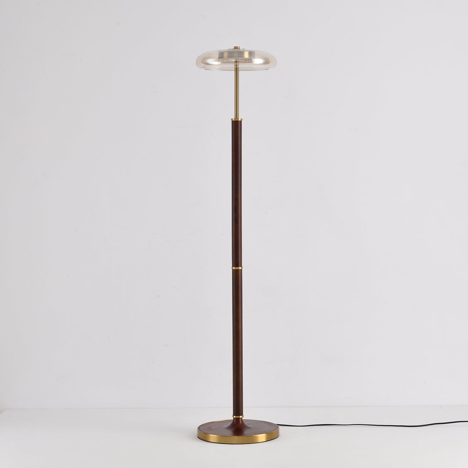 Luminara | Elegant Modern Walnut Brass Floor Lamp with Adjustable LED 1