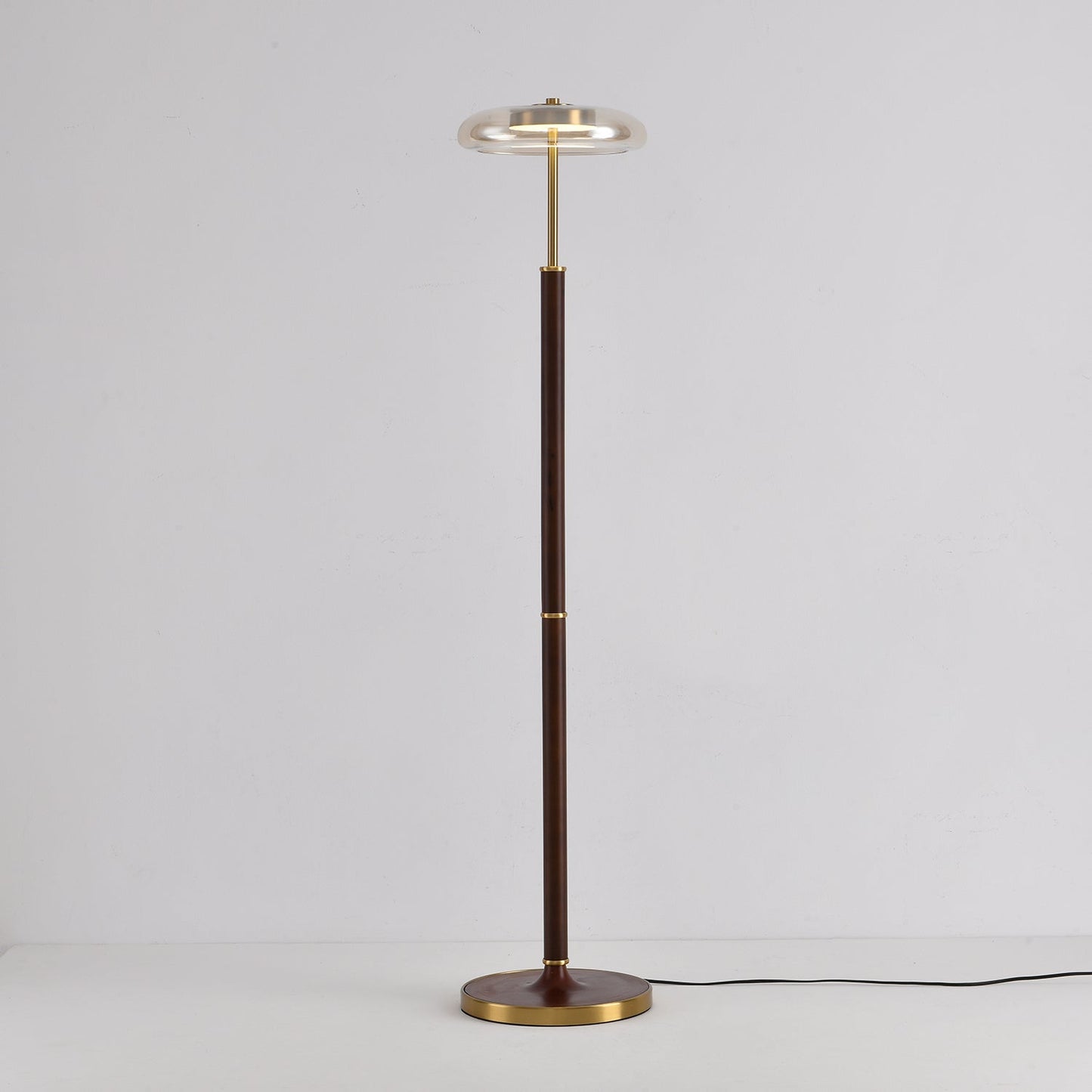 Luminara | Elegant Modern Walnut Brass Floor Lamp with Adjustable LED 3