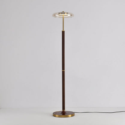 Luminara | Elegant Modern Walnut Brass Floor Lamp with Adjustable LED 3