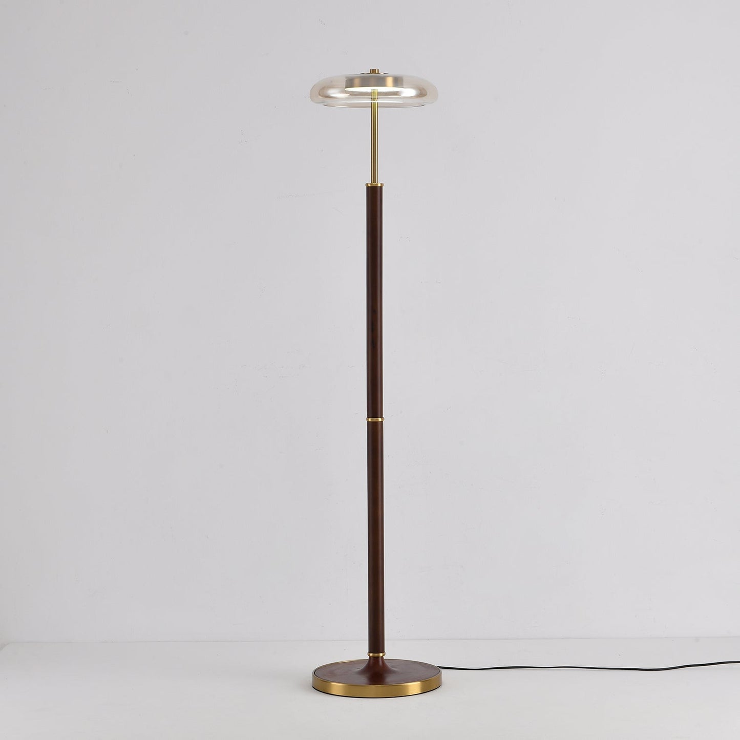 Luminara | Elegant Modern Walnut Brass Floor Lamp with Adjustable LED 4