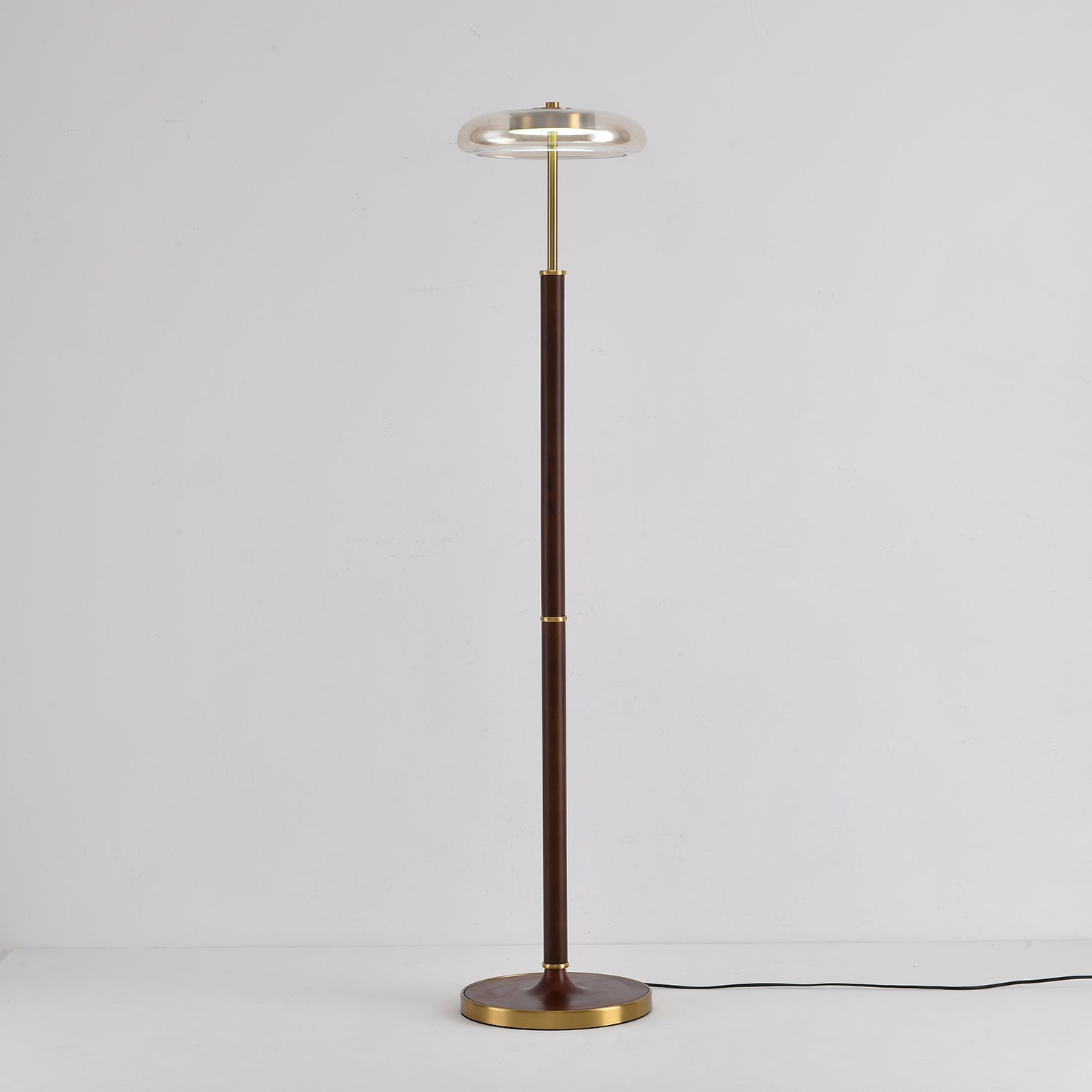 Luminara | Elegant Modern Walnut Brass Floor Lamp with Adjustable LED 4