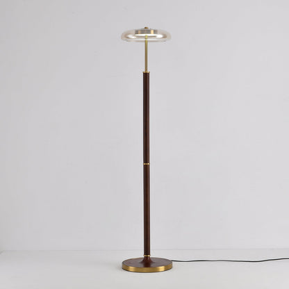 Luminara | Elegant Modern Walnut Brass Floor Lamp with Adjustable LED 4