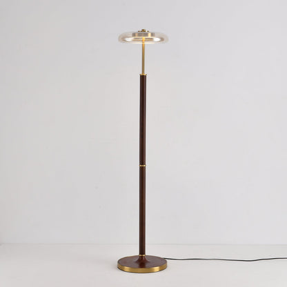Luminara | Elegant Modern Walnut Brass Floor Lamp with Adjustable LED 6