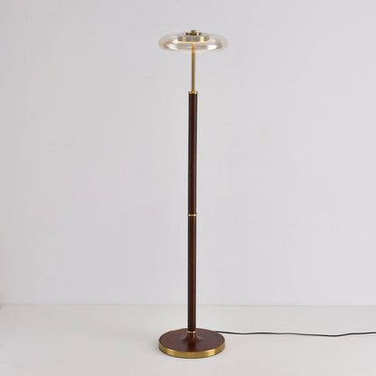 Luminara | Elegant Modern Walnut Brass Floor Lamp with Adjustable LED 7