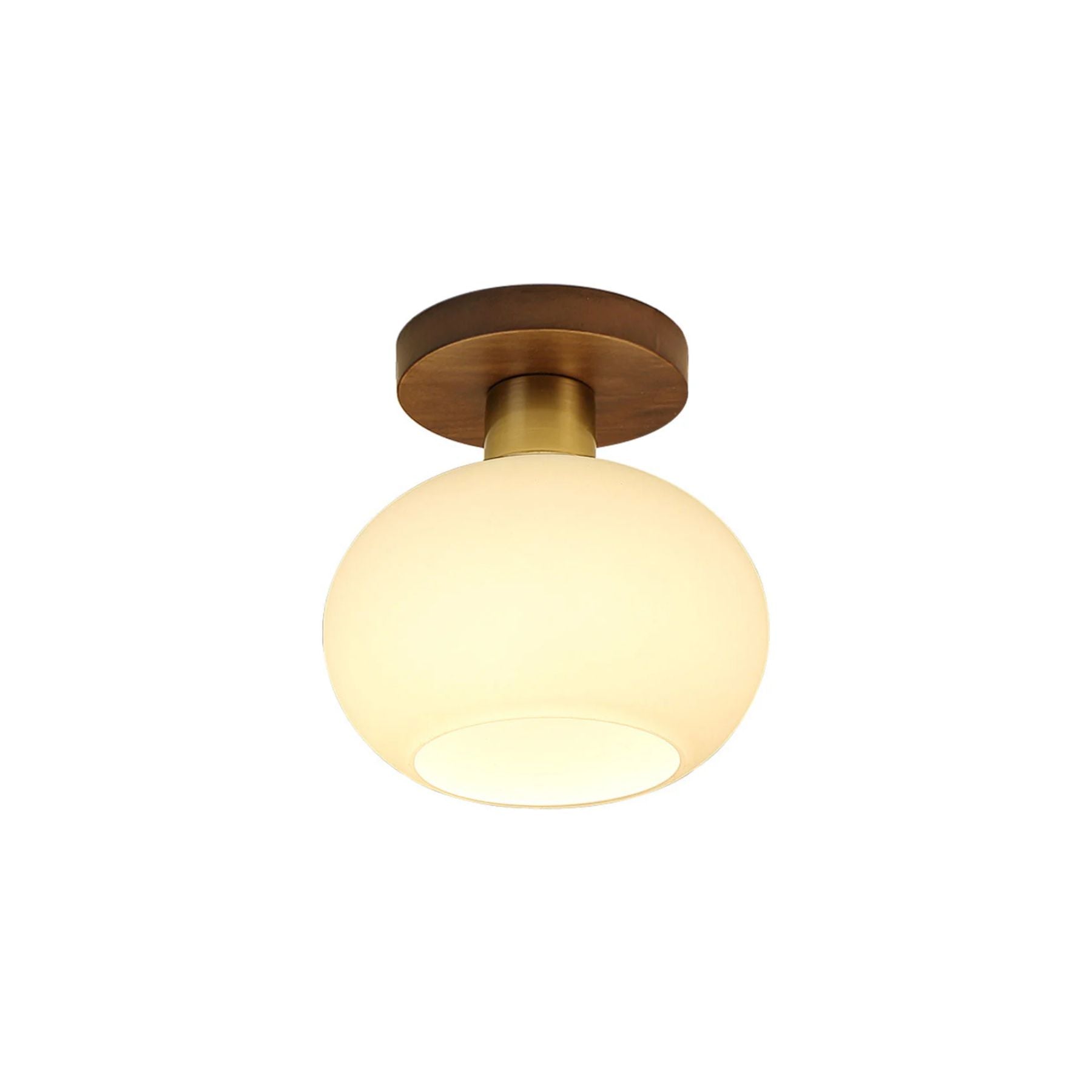 Luxury Wood Brass Ceiling Lamp with Glass Shade - Lusomart