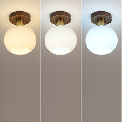 Luminara | Elegant Modern Wooden Brass Ceiling Light Fixture with Glass Shade 4