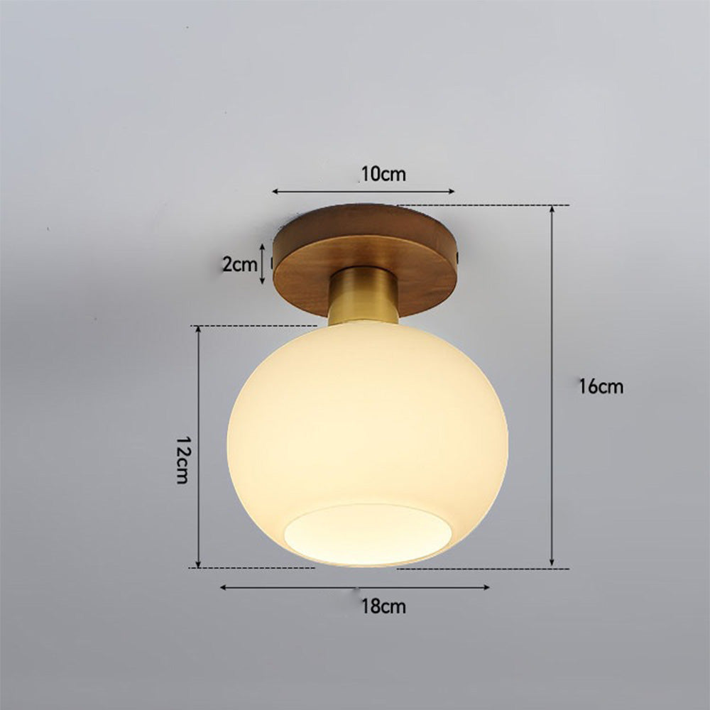 Luminara | Elegant Modern Wooden Brass Ceiling Light Fixture with Glass Shade 5