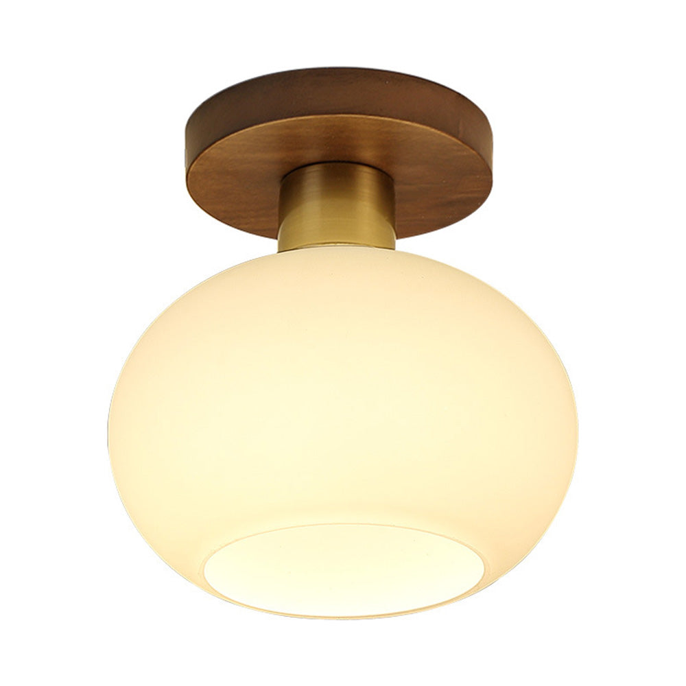 Luminara | Elegant Modern Wooden Brass Ceiling Light Fixture with Glass Shade 7