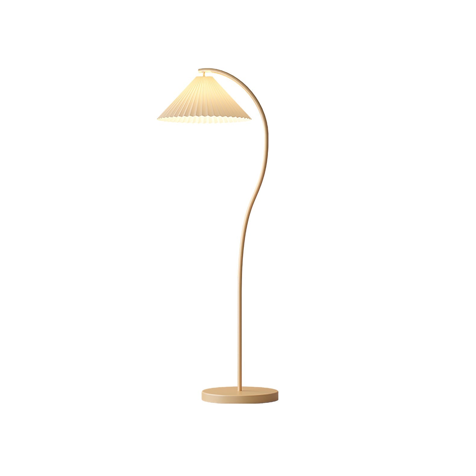 Luminara | Elegant Pleated Beige Floor Lamp with Wood Accents 1