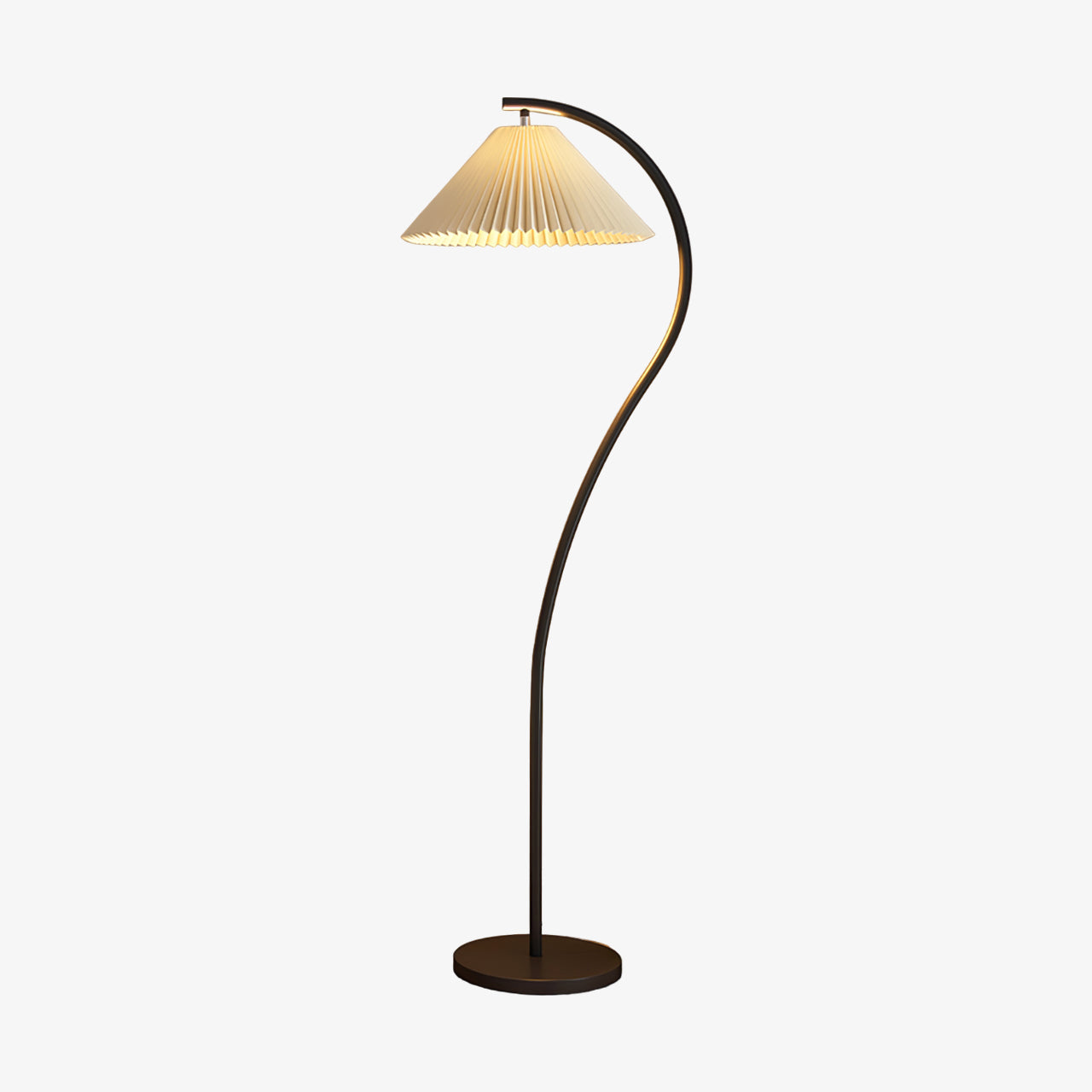 Luminara | Elegant Pleated Beige Floor Lamp with Wood Accents 9