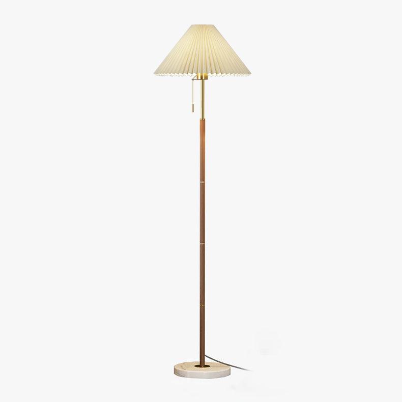 Luminara | Elegant Retro White Pleated Floor Lamp with Marble Base 1