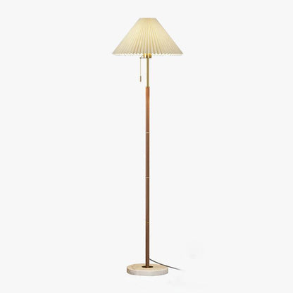 Luminara | Elegant Retro White Pleated Floor Lamp with Marble Base 1