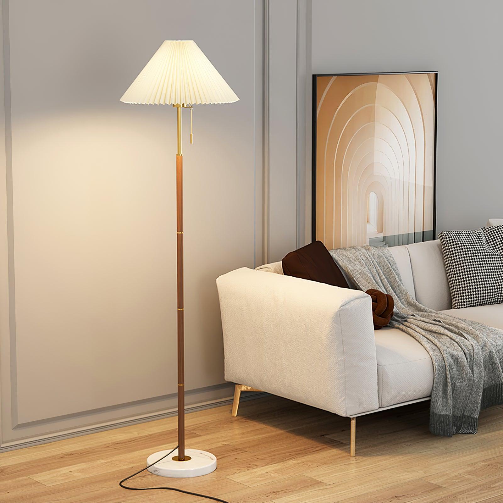 Luminara | Elegant Retro White Pleated Floor Lamp with Marble Base 2