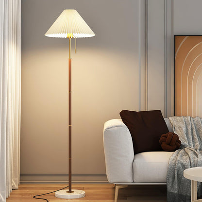 Luminara | Elegant Retro White Pleated Floor Lamp with Marble Base 3
