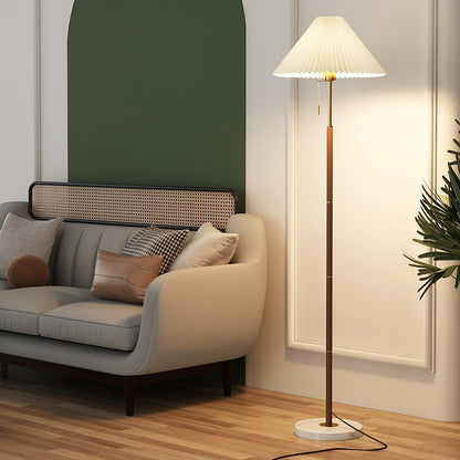 Luminara | Elegant Retro White Pleated Floor Lamp with Marble Base 4