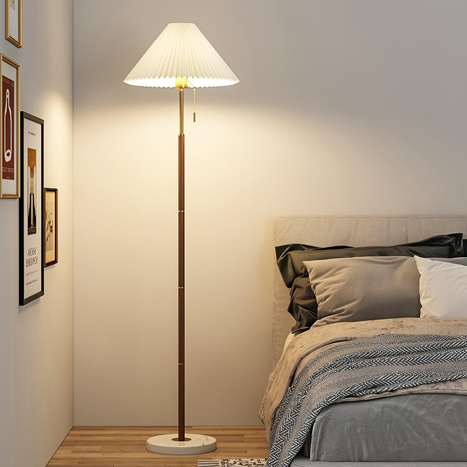 Luminara | Elegant Retro White Pleated Floor Lamp with Marble Base 5